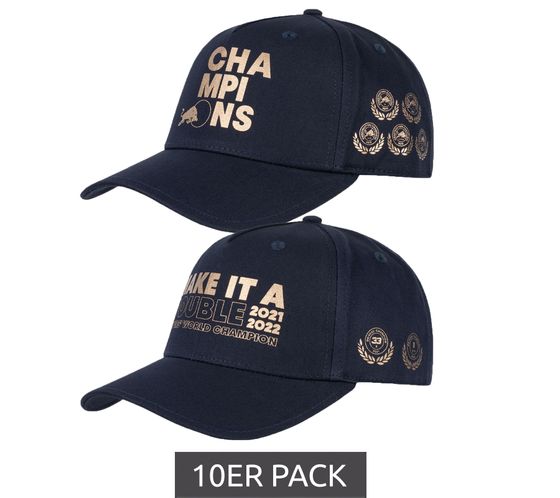 Paquete económico de 10 gorras del campeonato Oracle Red Bull Racing x Verstappen FW 2022 Champions “Make it a double” o “Champions” Navy