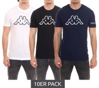 10-pack Kappa men's cotton shirt, round neck shirt with large logo patch, short-sleeved shirt, blue, black or white