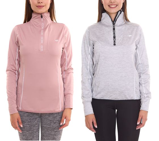 Jersey deportivo de mujer con cremallera OXIDE XCO, troyer fino con orificios para los pulgares 7410082 Gris o rosa