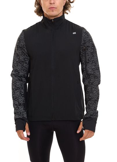 OXIDE Running men's fitness jacket, reflective training jacket with front logo 7309180 black