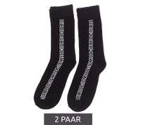 2 Paar BIKKEMBERGS Herren lange Sport-Socken mit Markenschriftzug Baumwoll-Strümpfe BK016 Schwarz