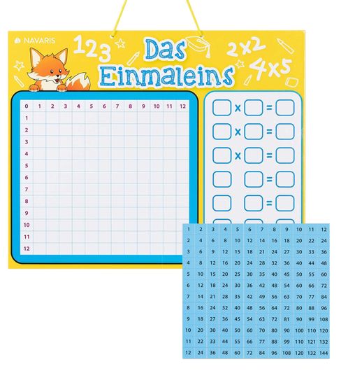 Navaris tablero de aprendizaje para niños tablero de multiplicación en alemán accesorios de aprendizaje material de aprendizaje 53345.01 amarillo/azul