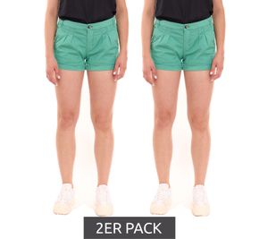 Paquete económico de 2 pantalones cortos de mujer AjC con raya, pantalones cortos chinos con puños fijos, pantalones cortos de verano 83031904 verde
