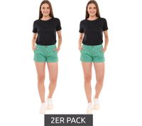 Lot économique de 2 pantalons chauds pour femme AjC à plis, short chino à poignets fixes, short d'été 83031904 vert
