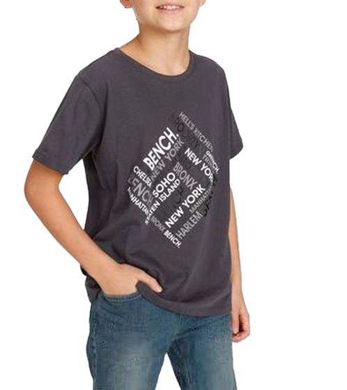 Banc. Chemise en coton pour enfants, chemise à manches courtes avec imprimé sur le devant et accents de couleur 15531413 anthracite