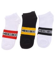3 paires de chaussettes de tennis homme BIKKEMBERGS avec inscription de la marque bas en coton blanc/noir/gris/bleu 3 paires de chaussettes de tennis homme BIKKEMBERGS avec inscription de la marque bas en coton blanc/noir/gris/bleu