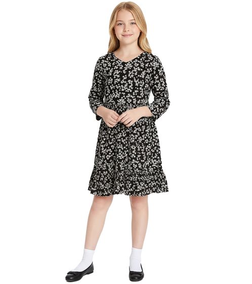 KIDSWORLD girls' summer dress with floral all-over print, round neck dress 98376045 black