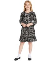 KIDSWORLD girls' summer dress with floral all-over print, round neck dress 98376045 black