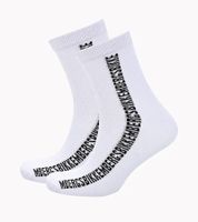 2 paires de chaussettes en coton pour hommes BIKKEMBERGS avec petite marque lettrage chaussettes baskets blanc/noir/rouge 2 paires de chaussettes en coton pour hommes BIKKEMBERGS avec petite marque lettrage chaussettes baskets blanc/noir/rouge