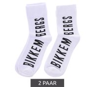 2 paires de chaussettes en coton pour hommes BIKKEMBERGS avec petite marque lettrage chaussettes baskets blanc/noir/rouge 2 paires de chaussettes en coton pour hommes BIKKEMBERGS avec petite marque lettrage chaussettes baskets blanc/noir/rouge
