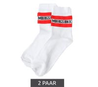 2 paires de chaussettes en coton pour hommes BIKKEMBERGS avec petite marque lettrage chaussettes baskets blanc/noir/rouge 2 paires de chaussettes en coton pour hommes BIKKEMBERGS avec petite marque lettrage chaussettes baskets blanc/noir/rouge