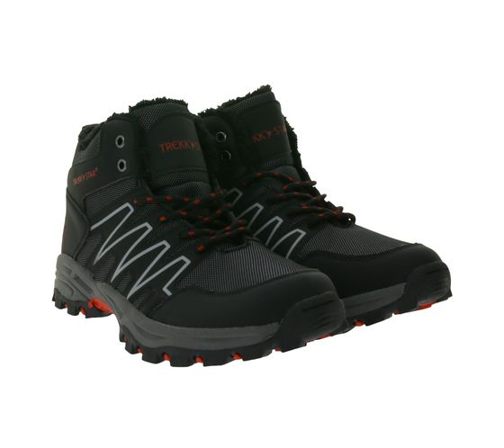 Scarpe outdoor da donna Trekk Star, scarpe stringate impermeabili, scarpe mid-top foderate, nere/rosse