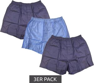 Pack of 3 DRIFTER men's woven boxer shorts cotton underwear basic boxer shorts C107788-6 dark blue/light blue