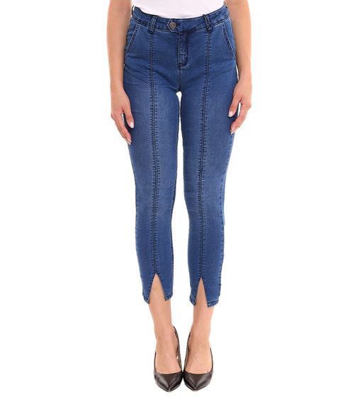 AjC Jeans pantaloni da donna slim fit alla caviglia, pantaloni a vita alta con spacco 73958310 blu