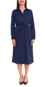 HECHTER PARIS Damen Kleid Midi-Kleid mit Webeinsatz am Arm 14485064 Dunkelblau