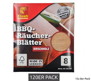 120-pack of Flash BBQ smoking leaves made of cherry wood grill accessories 55366 15x8er brown