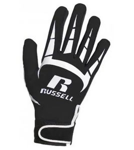 RUSSELL ATHLETIC Gants de récepteur de football toutes saisons pour hommes avec gants de sport légers et à prise ferme RARGB1BWH noir/blanc