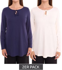 Pack of 2 FLASHLIGHTS women's tunic long-sleeved shirt summer shirt 93606524 dark blue/beige