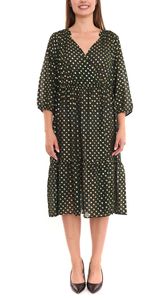 Vestido de verano de mujer Zizzi Mrie, vestido midi vaporoso con lunares 51292900 verde