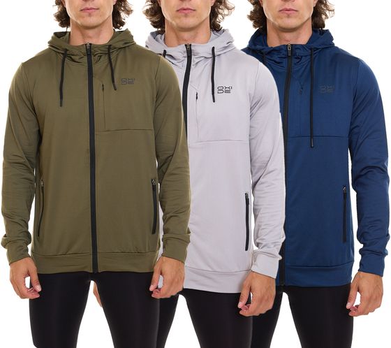 Giacca con cappuccio da uomo OXIDE XCO, giacca sportiva, giacca fitness, giacca da allenamento 7311080 verde/grigio/blu