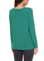 Street One women's long-sleeved shirt, striped sweater with lettering on the front, brown/black or green/white Street One women's long-sleeved shirt, striped sweater with lettering on the front, brown/black or green/white