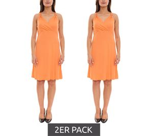 2er Sparpack Laura Scott Mini-Kleid ärmelloses Damen Sommerkleid mit Knotendetails 15479965 Orange