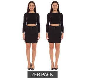 2er Sparpack Arizona Damen Denim-Rock Mini-Rock Jeans-Rock aus Baumwolle mit Taschen 82817269 Schwarz