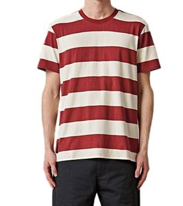 Globe Dion Agius camicia da uomo in cotone sostenibile girocollo a righe T-shirt GB02110000 OXB Rosso/Beige