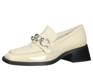 Zapatos de mujer VAGABOND de piel auténtica con aspecto de charol, mocasines, pantuflas con hebilla decorativa 5317-060-05 beige/plata