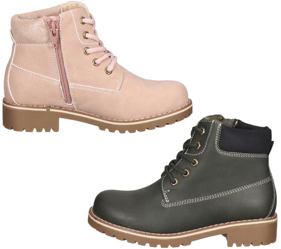 bama botas infantiles de otoño botines con cordones para niña y niño con talón reforzado rosa o caqui