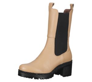 WONDERS Damen Echtleder-Schuhe Chelsea-Stiefel hohe Stiefel ohne Verschluss H-3930 Hellbraun