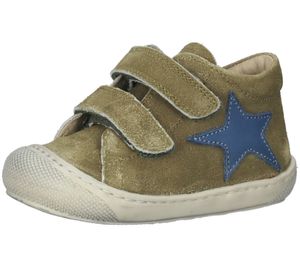 NATURINO Kolde scarpine prime bimba con patch stella, vera pelle, scarpine prime con chiusura in velcro, verde/blu