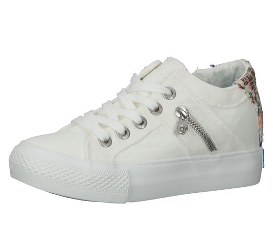 Blowsfish women's leisure sneakers with colored web details, low shoe with side zipper 103 50415 white