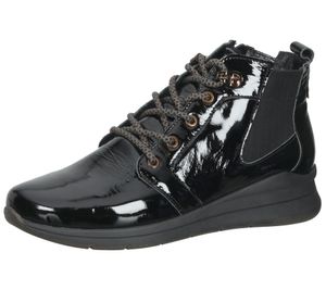 Ara Osaka zeppa da donna in vera pelle scarpe basse stivaletti da donna con zeppa con cerniera in vernice 12-37711 69H nero