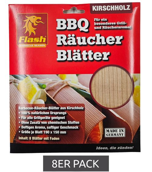 Pack de 8 hojas para ahumador Flash BBQ fabricadas en madera de cerezo accesorios para parrilla 55336 marrón