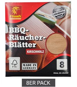 Pack of 8 Flash BBQ smoking leaves made from cherry wood, grill accessories 55366 brown