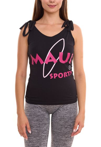 MAUI SPORTS haut d'été sans manches pour femme avec logo imprimé sur le devant MAS180727 noir