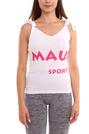 MAUI SPORTS Camiseta de verano sin mangas para mujer con logo estampado en la parte delantera MAS180727 blanco