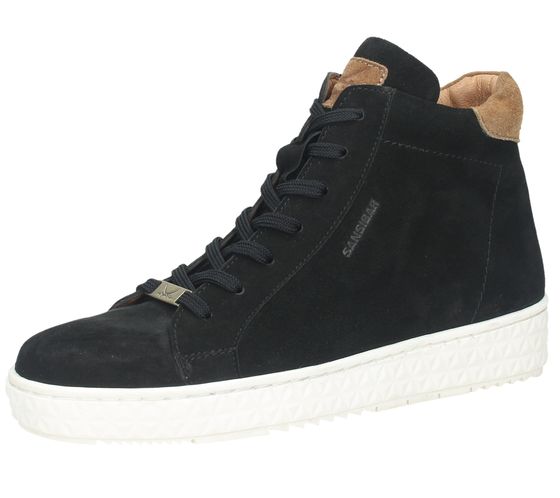 SANSIBAR scarpe sneaker alte da donna in vera pelle con plateau piccolo 1061505 nero