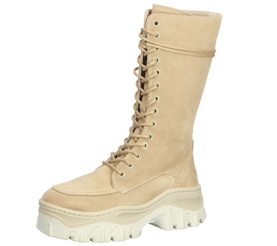 BRONX Jaxstar High women's genuine leather boots with removable zip pocket and small platform 14187-C 125 beige