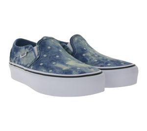 VANS Asher Zapatillas de deporte sin cordones para mujer con zapatillas de lona con estampado denim con lavado ácido VN0A3WMMBBC1 Azul