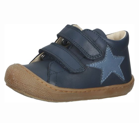 NATURINO Kolde chaussons bébé avec patch étoile premiers chaussons en cuir véritable avec fermeture velcro 0012016590.81.0002 bleu/marron