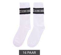 16 paires de chaussettes en coton pour hommes BIKKEMBERGS avec petite inscription de la marque dans un pack économique, bas, chaussettes baskets, blanc/noir/rouge 16 paires de chaussettes en coton pour hommes BIKKEMBERGS avec petite inscription de la marque dans un pack économique, bas, chaussettes baskets, blanc/noir/rouge