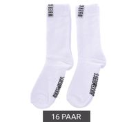 16 paires de chaussettes en coton pour hommes BIKKEMBERGS avec petite inscription de la marque dans un pack économique, bas, chaussettes baskets, blanc/noir/rouge 16 paires de chaussettes en coton pour hommes BIKKEMBERGS avec petite inscription de la marque dans un pack économique, bas, chaussettes baskets, blanc/noir/rouge