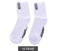 16 paires de chaussettes en coton pour hommes BIKKEMBERGS avec petite inscription de la marque dans un pack économique, bas, chaussettes baskets, blanc/noir/rouge 16 paires de chaussettes en coton pour hommes BIKKEMBERGS avec petite inscription de la marque dans un pack économique, bas, chaussettes baskets, blanc/noir/rouge