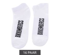 16 paires de chaussettes en coton pour hommes BIKKEMBERGS avec petite inscription de la marque dans un pack économique, bas, chaussettes baskets, blanc/noir/rouge 16 paires de chaussettes en coton pour hommes BIKKEMBERGS avec petite inscription de la marque dans un pack économique, bas, chaussettes baskets, blanc/noir/rouge