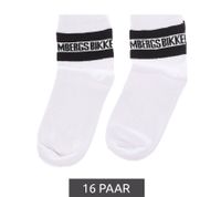 16 paires de chaussettes en coton pour hommes BIKKEMBERGS avec petite inscription de la marque dans un pack économique, bas, chaussettes baskets, blanc/noir/rouge 16 paires de chaussettes en coton pour hommes BIKKEMBERGS avec petite inscription de la marque dans un pack économique, bas, chaussettes baskets, blanc/noir/rouge