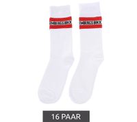 16 paires de chaussettes en coton pour hommes BIKKEMBERGS avec petite inscription de la marque dans un pack économique, bas, chaussettes baskets, blanc/noir/rouge 16 paires de chaussettes en coton pour hommes BIKKEMBERGS avec petite inscription de la marque dans un pack économique, bas, chaussettes baskets, blanc/noir/rouge