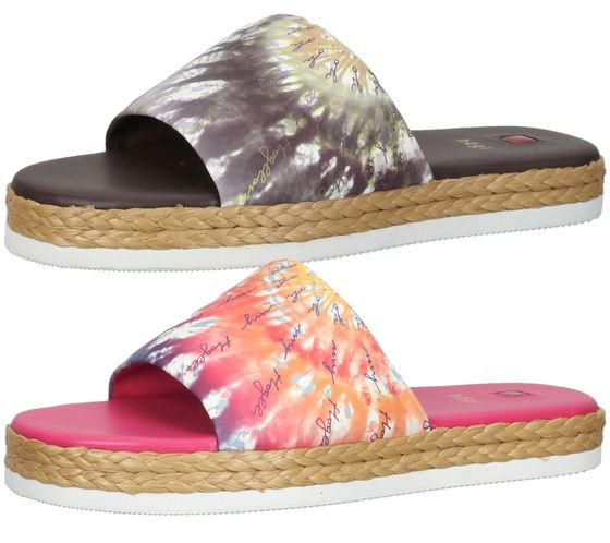 högl mules de plage pour femmes avec imprimé batik chaussures d'été 3-10 0738 en marron ou rose