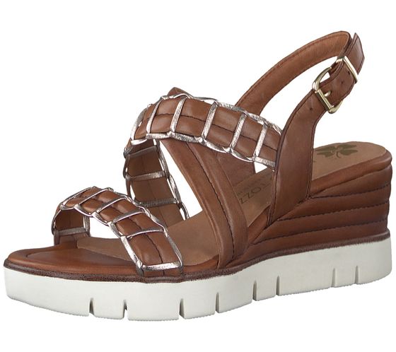 MARCO TOZZI women's wedge heel sandals, quilted sandals with platinum-look leather overlays 2-88705-28 392 brown